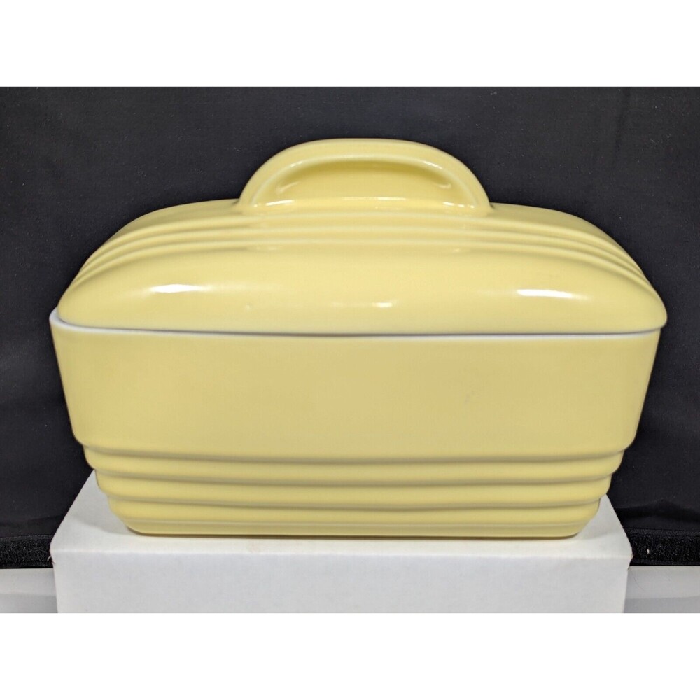 Vintage WESTINGHOUSE HALL Yellow Covered Bread Dish Art Deco Mid Century Modern